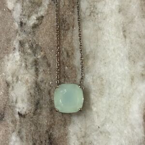 Chic Silver Necklace with Soft Green Pendant